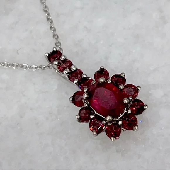 Niassa Ruby Orissa Rhodolite Garnet Sterling Silver Pendant Necklace - Picture 3 of 12
